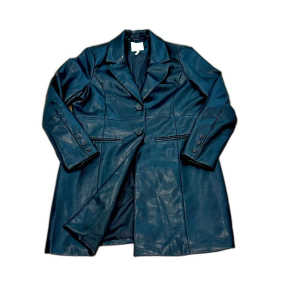 Avec Les Filles (NWOT) - Black Vegan Leather Longline Blazer - Women's XL - Picture 4 of 9